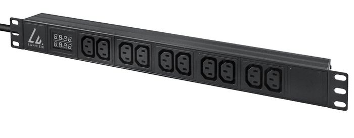 Lanview 19'' rack mount power strip, 16A with 10 x C13 socket and AMP meter - W128234088