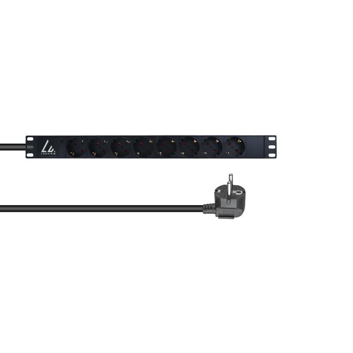 Lanview 19'' rack mount power strip, 3m, 16A with 8 x Schuko type F socket - W128233868
