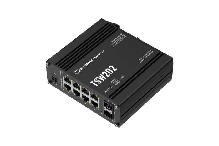 Teltonika TSW202 MANAGED SWITCH 8 x port PoE+ switch with 2 x SFP ports for fibre optic communication - W128789764