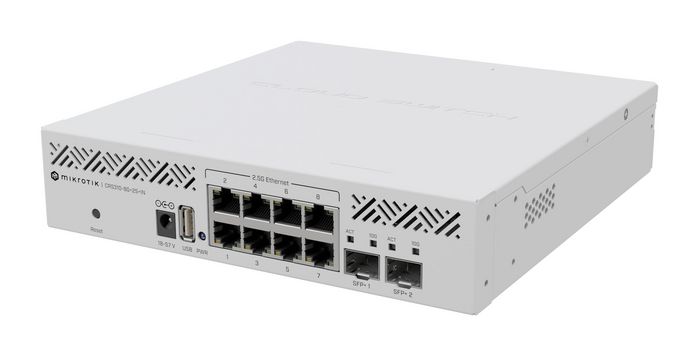 MikroTik Cloud Router Switch 310-8G+2S+IN with 800 Mhz CPU, 256 MB RAM, 8 x 2.5Gigabit Ethernet ports, 2 x SFP+ cages , RouterOS L5, desktop enclosure, rackmount ears, PSU - W128456386