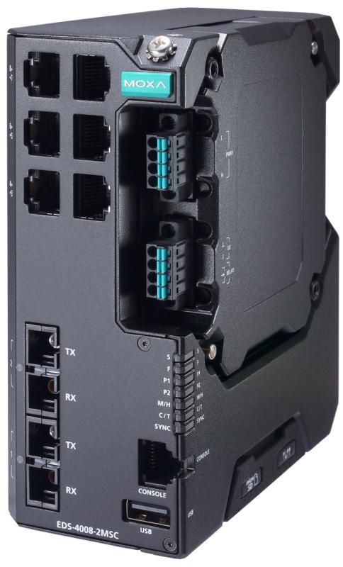 Moxa 8-port managed Ethernet switch, dual power supply 12/24/48 VDC, extended Temp - W128778204
