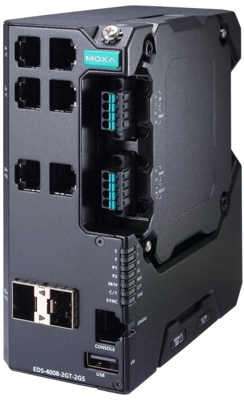 Moxa Managed Gigabit Ethernet switch with 4*10/100BaseT(X) ports, 2*10/100/1000BaseT(X), 2*100/1000BaseSFP ports - W128778199