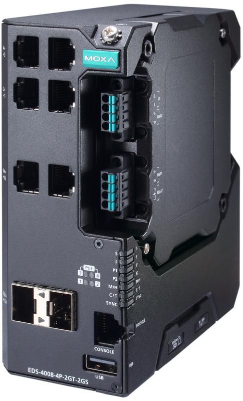 Moxa 8-port managed Ethernet switch(4*POE), dual power supply 12/24/48 VDC,Extended Temp - W128778214