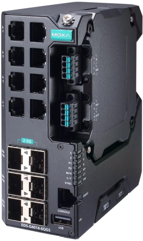 Moxa 12G-port full Gigabit managed Ethernet switch, 88 to 300 VDC, 85 to 264 VAC, Extended Temp - W128778253