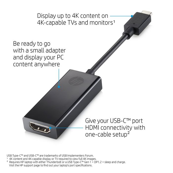 HP Pavilion USB-C to HDMI 2.0 Adapter - W125107486