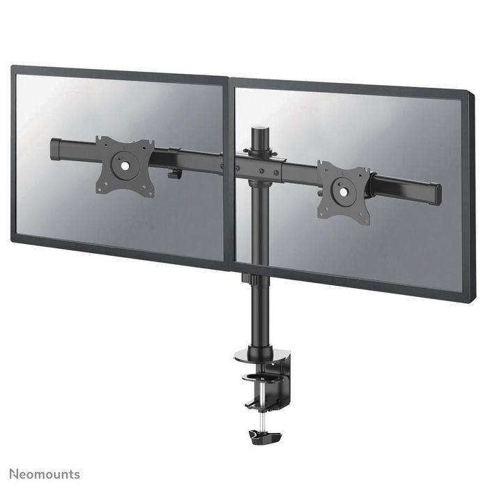 Neomounts Newstar Tilt/Turn/Rotate Dual Desk Mount (clamp & grommet) for two 10-27" Monitor Screens, Height Adjustable - Black - W124350768