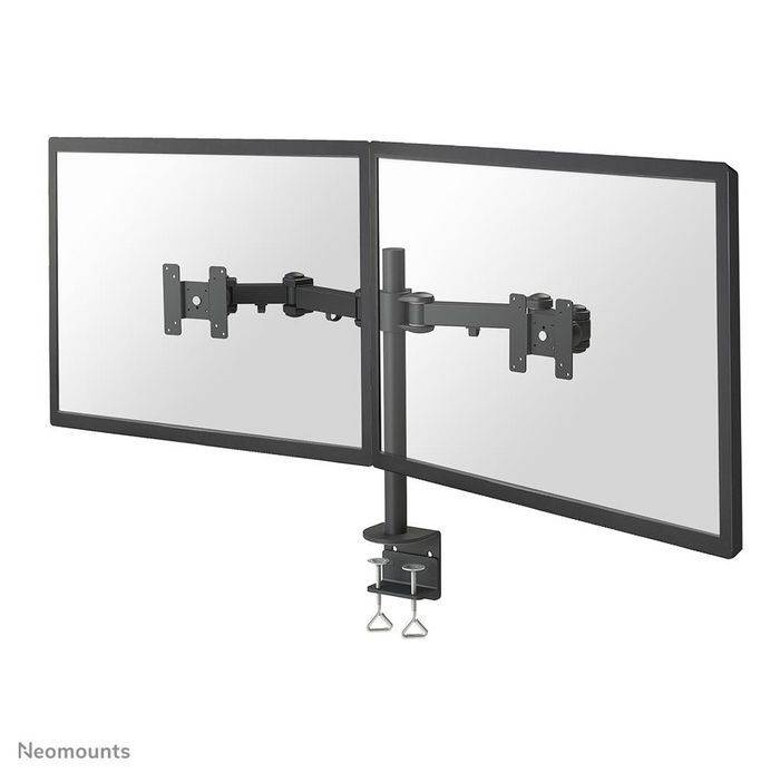 Neomounts Newstar Full Motion Dual Desk Mount (clamp) for two 10-27" Monitor Screens, Height Adjustable - Black - W124650703
