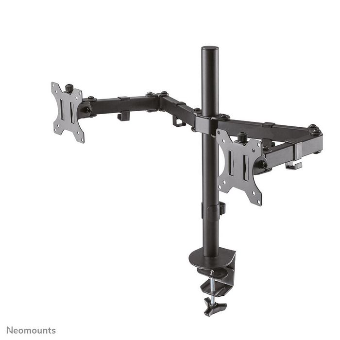 Neomounts Newstar Full Motion Dual Desk Mount (clamp & grommet) for two 10-32" Monitor Screens, Height Adjustable - Black - W124750733