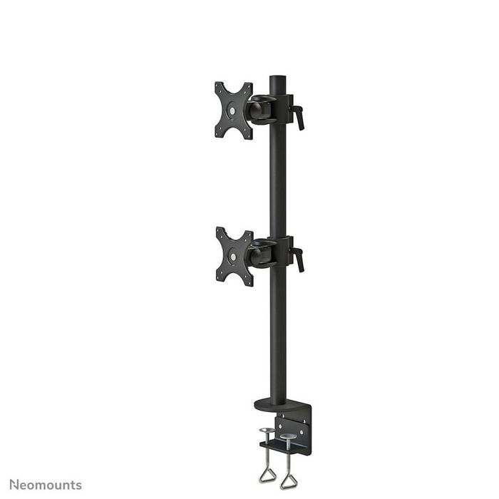 Neomounts by Newstar Neomounts by Newstar Tilt/Turn/Rotate Dual Desk Mount (clamp) for two 10-27" Monitor Screens ONE ABOVE OTHER, Height Adjustable - Black - W124750736