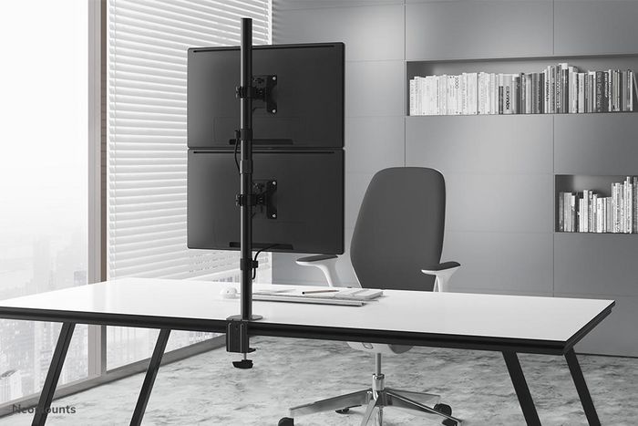 Neomounts Newstar Full Motion Dual Desk Mount (clamp & grommet) for two 10-32" Monitor Screens - Black - W124850340