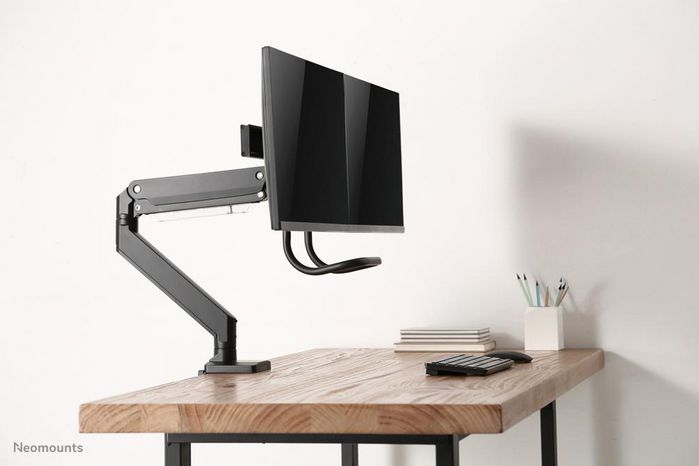 Neomounts NM-D775DXBLACK Full Motion Dual desk monitor arm (clamp & grommet) with crossbar and handle for two 10-32" Monitor Screens, Height Adjustable (gas spring) - Black - W128371317