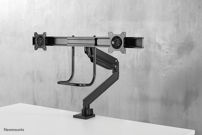Neomounts by Newstar NM-D775DXBLACK Full Motion Dual desk monitor arm (clamp & grommet) with crossbar and handle for two 10-32" Monitor Screens, Height Adjustable (gas spring) - Black - W128371317
