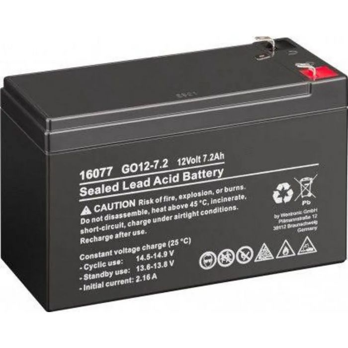CoreParts Lead Acid Battery 86.4Wh 12V 7.2Ah GO12-7.2 Connection, type Faston (4.8mm) - W128794052
