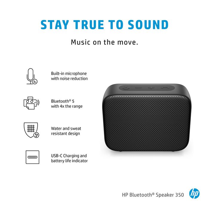2D802AA#ABB, HP Black Bluetooth Speaker 350