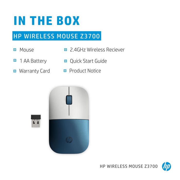 171D9AA#ABB, HP Z3700 Mouse | Wireless Teal Forest EET