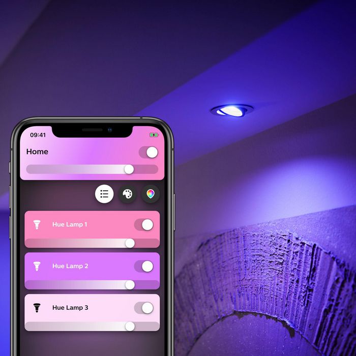 Philips by Signify Hue White and colour ambience 1-pack GU10 White and coloured light Instant control via Bluetooth Control with app or voice* Add Hue Bridge to unlock more - W124439353