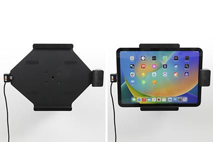 Brodit Holder med fjærlås. Med USB-kabel Type-C + cigg-kontakt adapter med 2 USB portar: Type-A och Type-C. Med kulled. 12/24 Volt. APPLE iPad 10th Gen (A2696, A2757, A2777) - W128795099