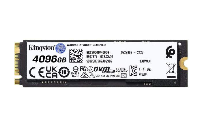 Kingston 4096 GB, M.2 2280, PCIe 4.0 NVMe, PCIe 4.0 NVMe, 3D TLC, 9.7 g - W126825434