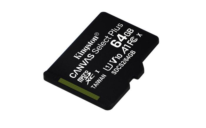 Kingston 64 GB, microSDXC, Class 10, UHS-I, 3.3 V, SD adapter - W126824442