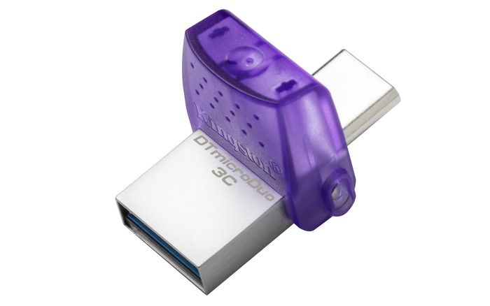 Kingston Technology DataTraveler microDuo 3C USB flash drive 64 GB USB Type-A / USB Type-C 3.2 Gen 1 (3.1 Gen 1) Purple, Stainless steel - W127289271