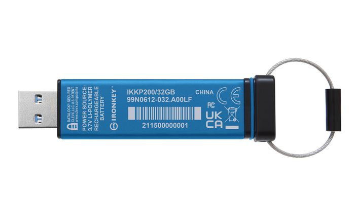 Kingston Technology IronKey Keypad 200 USB flash drive 32 GB USB Type-A 3.2 Gen 1 (3.1 Gen 1) Blue - W128163429