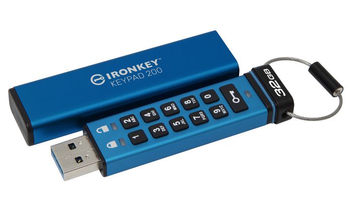 Kingston Technology IronKey Keypad 200 USB flash drive 32 GB USB Type-A 3.2 Gen 1 (3.1 Gen 1) Blue - W128163429