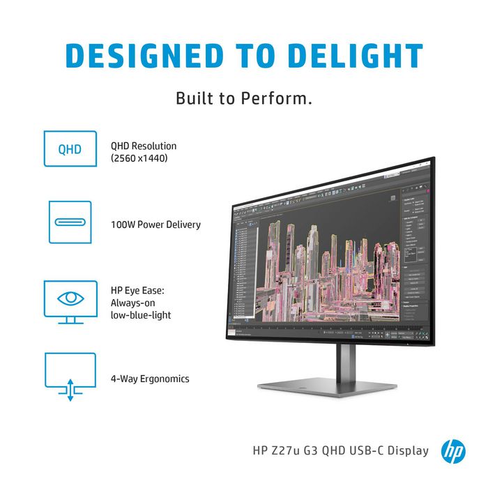 HP 68.6cm (27") 2K Ultra HD 2560 x 1440 IPS, 16:9, 350cd/m², 16.78M, 5ms, 178°/178°, 1000:1 - W126414073