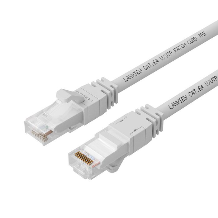 Lanview Network Cable CAT6A UTP 0,25m White LSZH, HIGH-FLEX, SmartClick - W128483993