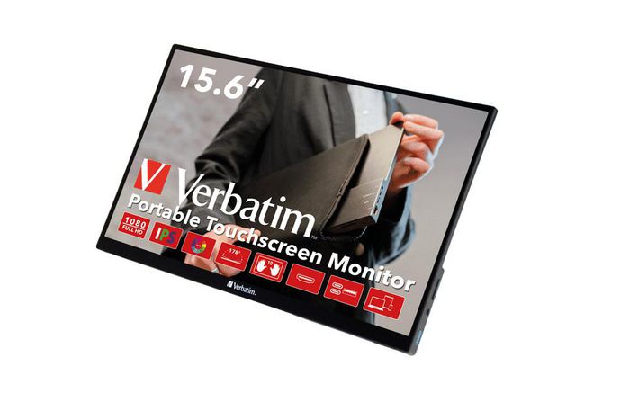 Verbatim PMT-15 Portable Touchscreen Monitor 15.6" Full HD 1080p Metal Housing - W128805037