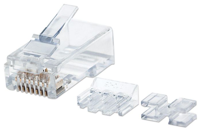 Intellinet Rj45 Modular Plugs, Cat6A, Utp, 3-Prong, For Solid Wire, 15 µ Gold Plated Contacts, 80 Pack - W128253689
