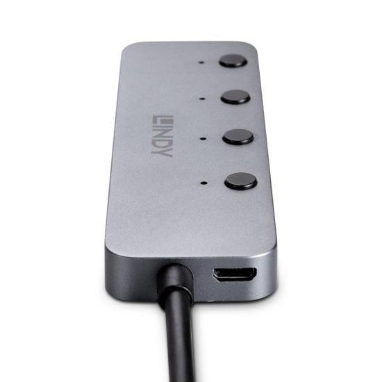 Lindy 43383 interface hub USB 3.2 Gen 1 (3.1 Gen 1) Type-C 5000 Mbit/s Grey - W128807293
