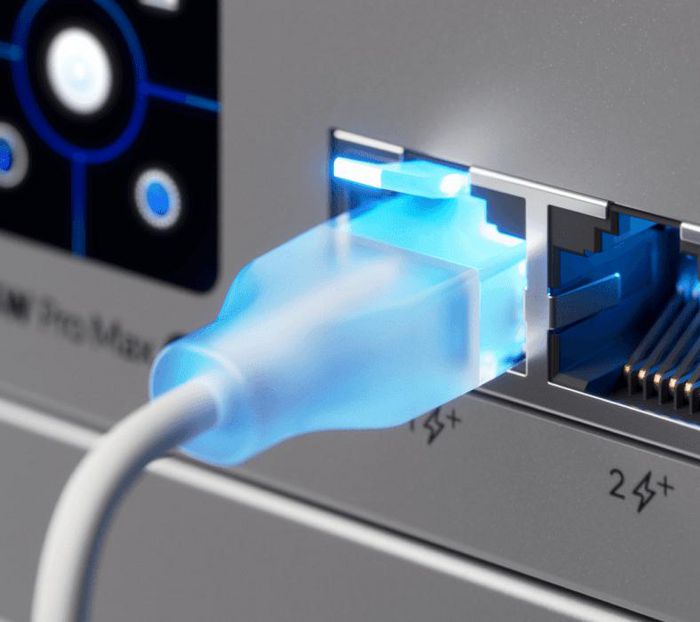 Ubiquiti Nano-thin patch cable with a translucent boot designed to shows Etherlighting™ effects when connected to Pro Max switching. - W128807286