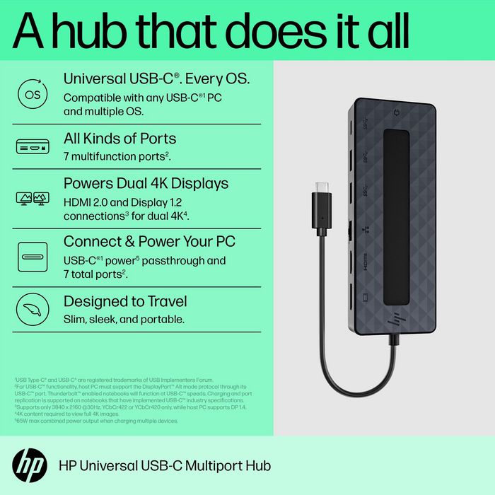 HP Universal USB-C Multiport Hub No AC Adapter - W127067328