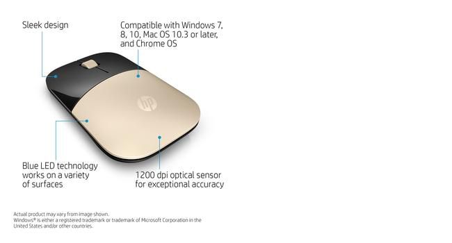 HP Z3700 Gold Wireless Mouse - W124979519