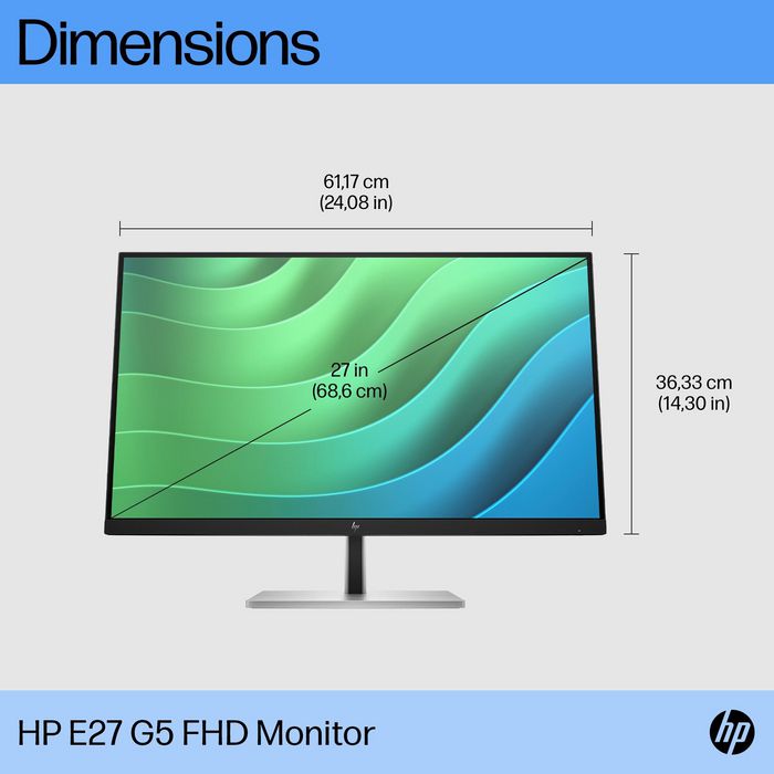 HP E27 G5 IPS FHD 1920x1080 DP/HDMI 250cd - Flat Screen - IPS - W128173075