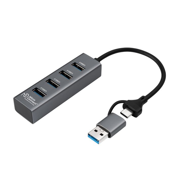 MicroConnect USB 3.0 Hub 4-Port with USB-C & A connectors, 5Gbps, 0,15m - W128609509