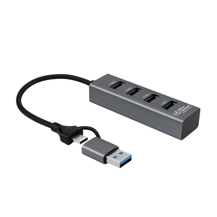 MicroConnect USB 3.0 Hub 4-Port with USB-C & A connectors, 5Gbps, 0,15m - W128609509