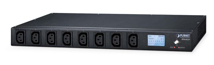 Planet IP-based 8-port Switched Power Manager with 2 Cascaded Ports (AC 100-240V, 16A max. input, 8 IEC C13 outlet 10A max. output, LCD Displays, provides external temperature and humidity sensor, Web and SNMP remote management, supports central management up to 255 PDUs via cascade ports, intelligent power threshold, schedule, delay and alive check, email and SNMP trap alert ) - W128807251