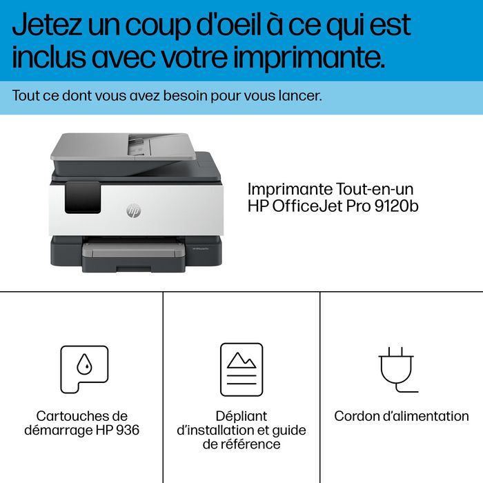 HP OfficeJet Pro 9120b All-in-One Printer, Color, Printer for Home and home office, Print, copy, scan, fax, Wireless; Two-sided printing; Two-sided scanning; Scan to email; Scan to pdf; Fax; Front USB flash drive port; Touchscreen; Print from phone or tablet; Automatic document feeder - W128597155