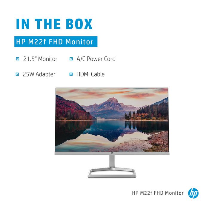 HP M22F Computer Monitor 54.6 Cm (21.5") 1920 X 1080 Pixels Full Hd Lcd Black, Silver - W128780467