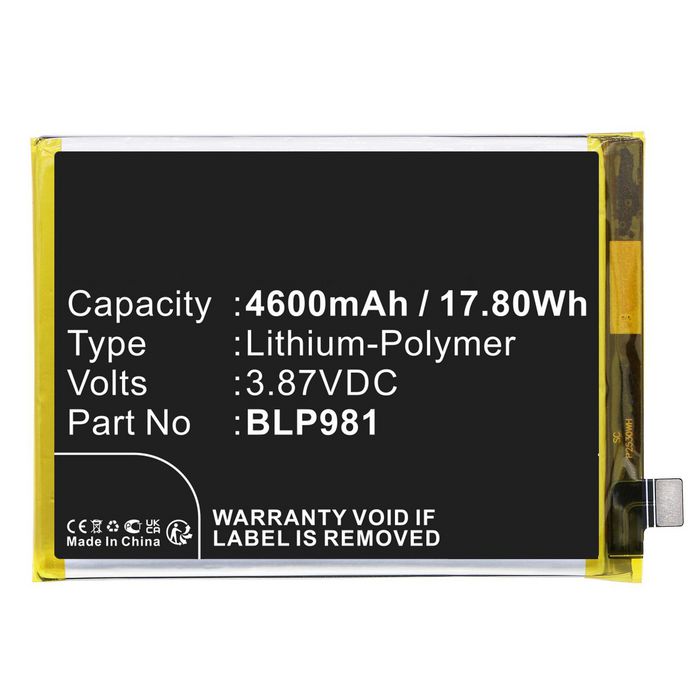 CoreParts Battery for OPPO Communication 17.80Wh 3.87V 4600mAh for A1 Pro,PHQ110 - W128812726