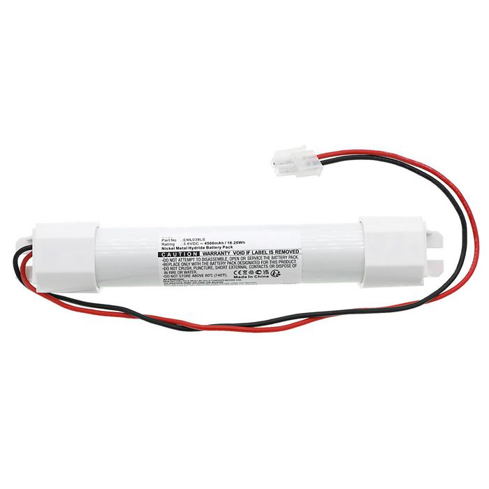 CoreParts Battery for Emergency Lighting 16.20Wh 3.6V 4500mAh for Ni-MH Emergency Lighting 3 x C Battery White Double End Caps with 39-01-2020 Connector - W128812779