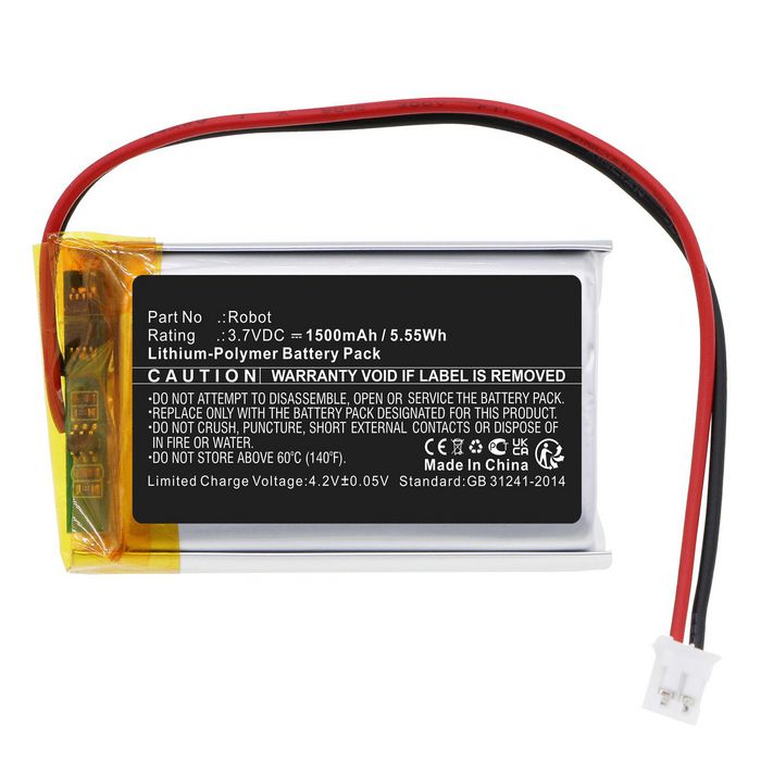 CoreParts Battery for Thymio Robot Vacuum Cleaner 5.55Wh 3.7V 1500mAh for Robot - W128813001