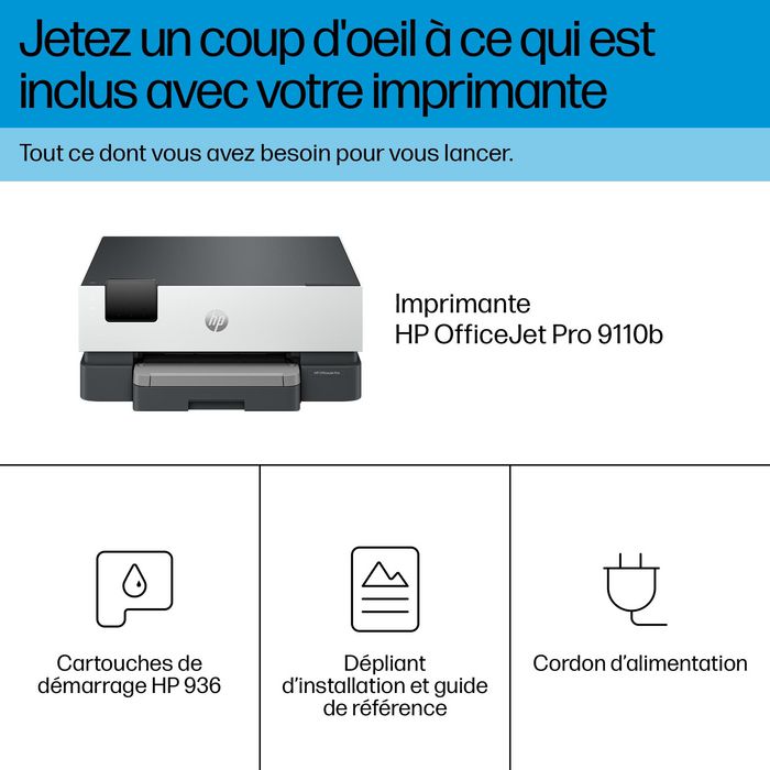 HP OfficeJet Pro 9110b Printer, Color, Printer for Home and home office, Print, Wireless; Two-sided printing; Print from phone or tablet; Touchscreen; Front USB flash drive port - W128597156
