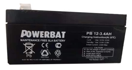 Powerbat PB12-3.4AH BATERIA POWERBAT 12v 3.4 AMP - W128482779