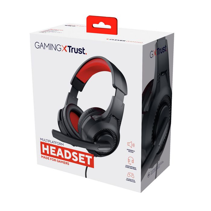 Trust Headphones/Headset Wired Head-Band Gaming Black, Red - W128780406