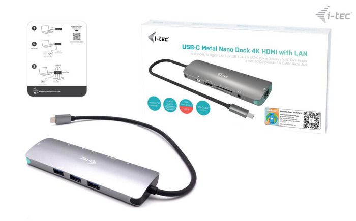 i-tec Metal Usb-C Nano Docking Station 4K Hdmi Lan + Power Delivery 100 W - W128258647