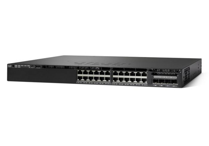 Cisco Catalyst 3650-24TS-S, Standalone, 1U, 24 x 10/100/1000 Ethernet, 4x1G Uplink ports, DRAM 4GB, Flash 2GB, 250W, IP Base - W127427756
