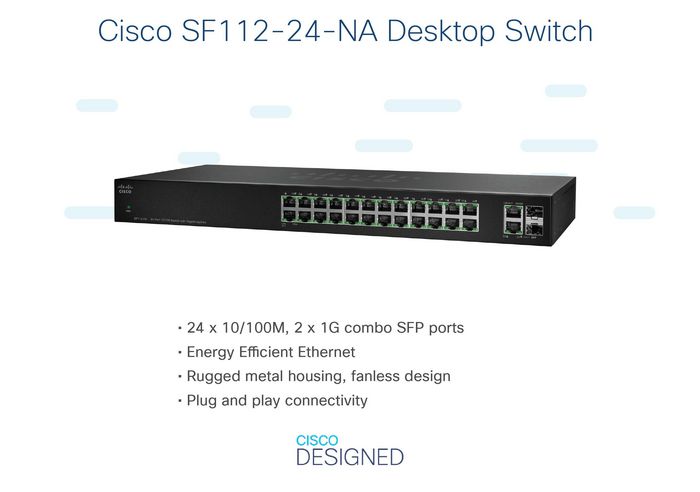 Cisco SB 24 x Fast Ethernet RJ-45, 2 x Combo Mini-GBIC Slots - W124483853