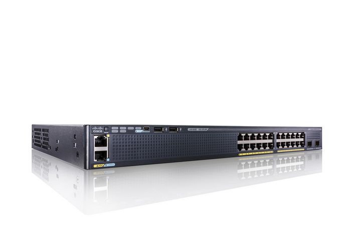 Cisco Catalyst 2960-X, 24 x 10/100/1000 Ethernet, 2 x SFP+, APM86392 600MHz dual core, DRAM 512MB, Flash 128MB, LAN Base - W124678747